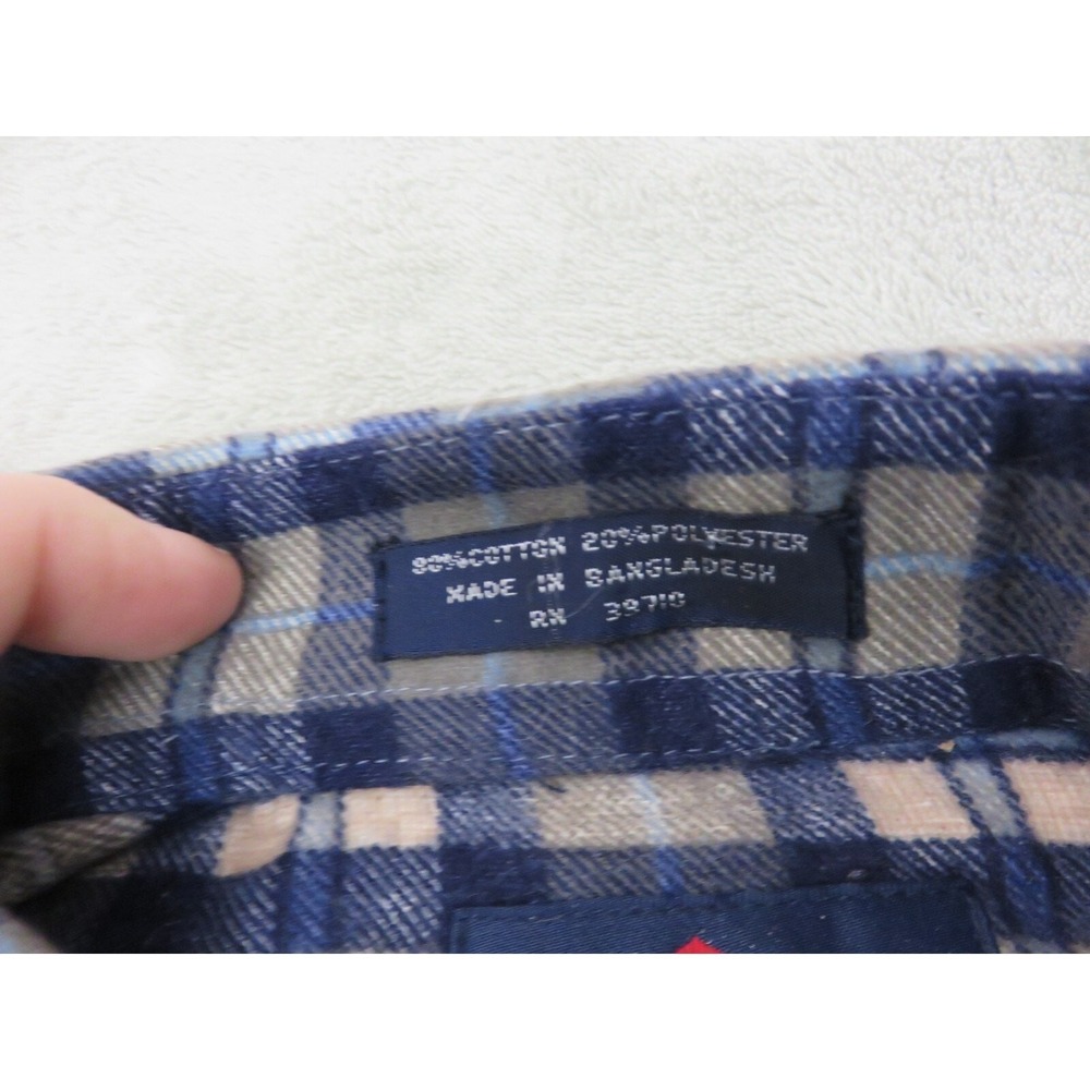 Big Yank Men's Grey Plaid Flannel Button Up Casual Long Sleeve Shirt Size L - Picture 4 of 9